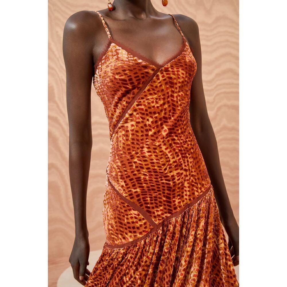 Ulla Johnson Elodie Brown Velvet Midi Dress US8 - Picture 6 of 10